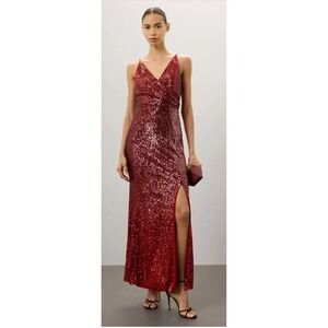 DRESS THE POPULATION Jordan Dress Deep Emerald Green Sequin Size L Event Party